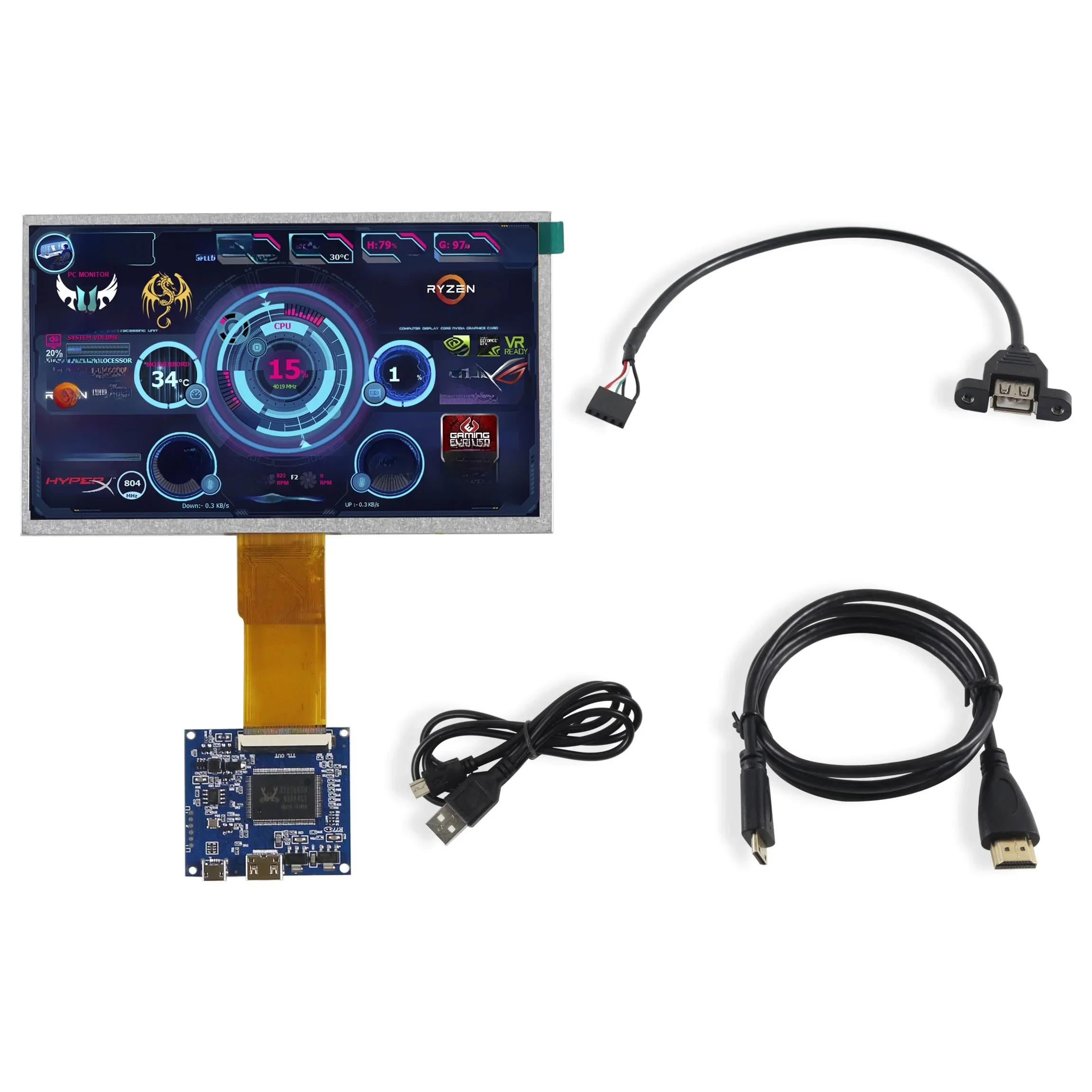 Nowy 1024 * 600 7-calowy ekran IPS LCD Temperatura CPU GPU SSD Monitorowanie Monitor wyświetlacza wtórnego dla komputera AIDA64 Raspberry Pi — zdjęcie produktu 6