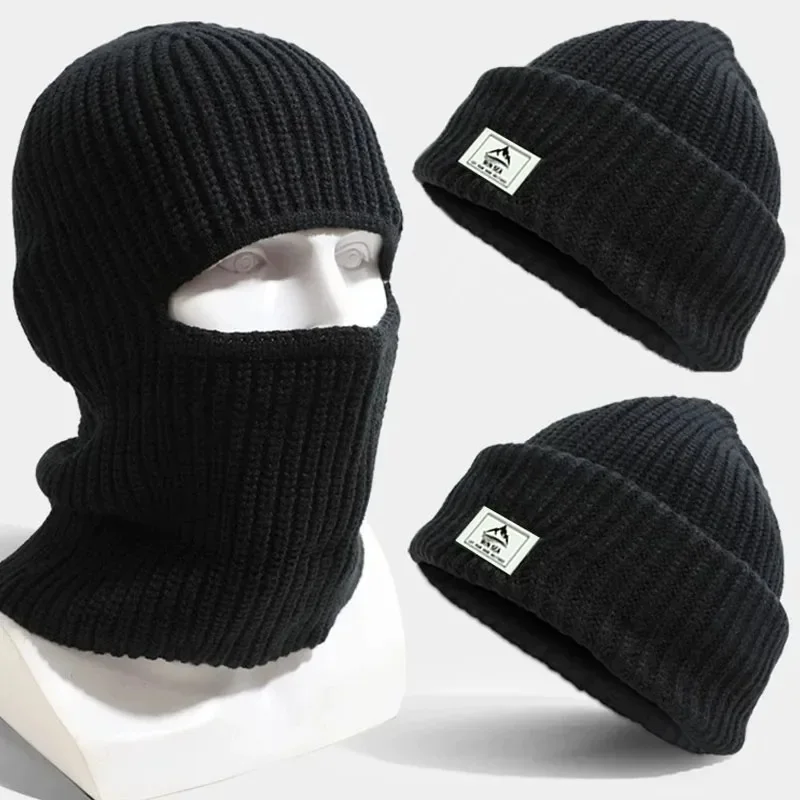 AliExpress 2In1 Mask Beanies Hat Men Winter Balaclava Hats Knitted Hats Fashion Full Face Ski Bonnet Tactical Cycling Earmuffs Cap Knitted