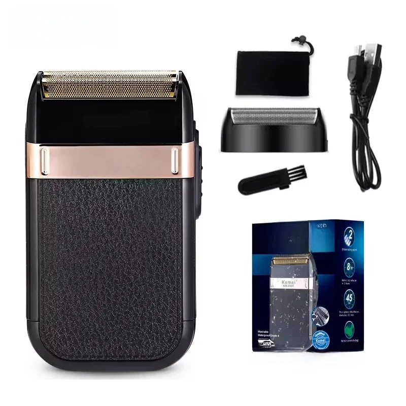 Kemei KM-2024 USB Opladen Elektrisch Scheerapparaat Voor Mannen Vergeldende Twin Blade Scheermes Scheerapparaat Baard Trimmer Scheren Machine - afbeelding 2