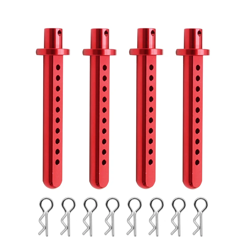 4 Pcs Aluminum Body Post Mounting Car Shell With R Clamp Fixing Post for 1/10 RC Crawler Vehicle Axial SCX10 Parts Accessories