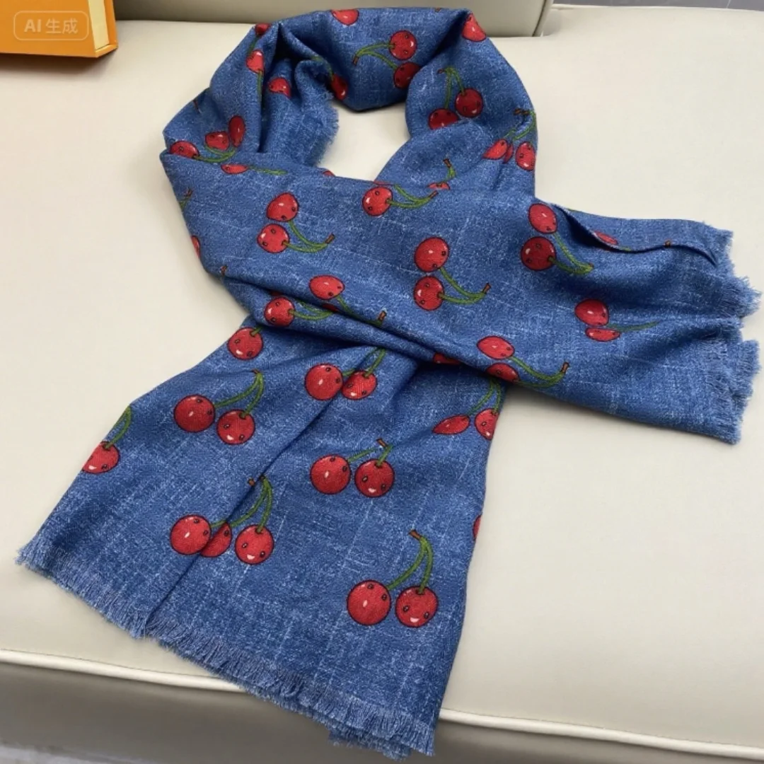 

New Women's Kerchief Print Cherry Soft Comfortable Fashion High Quality 2025 Female Kerchief XUANY004-0235