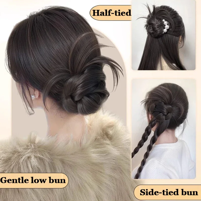 Extensión de cola de caballo sintética con pinza, moño despeinado, ondas y rizos para mujer 6