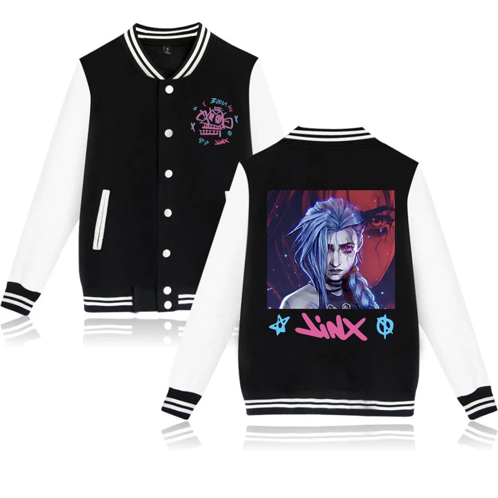 Arcane-Jinx Hoodie Baseball Jacket Women Men Baseball Uniform Jackets Man Clothes Top for Game Lover