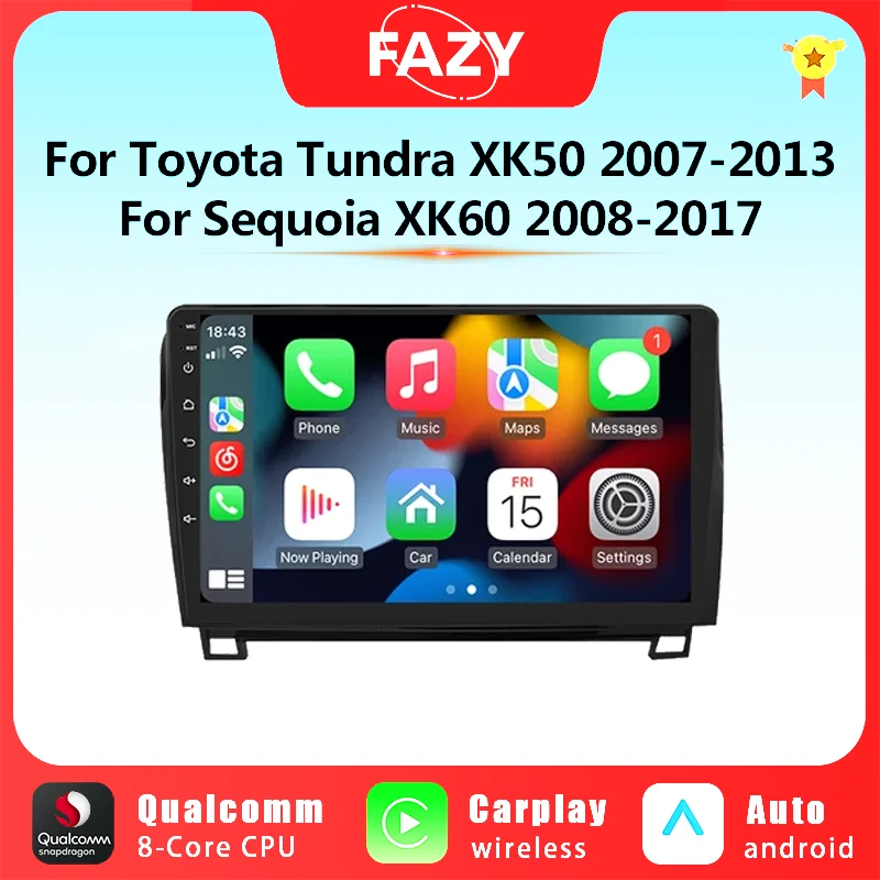 

10 ''Android 12 CarPlay для Toyota Tundra XK50 2007-2013 для Sequoia XK60 2008-2017 автомобильное Стерео Радио мультимедийный видеоплеер GPS