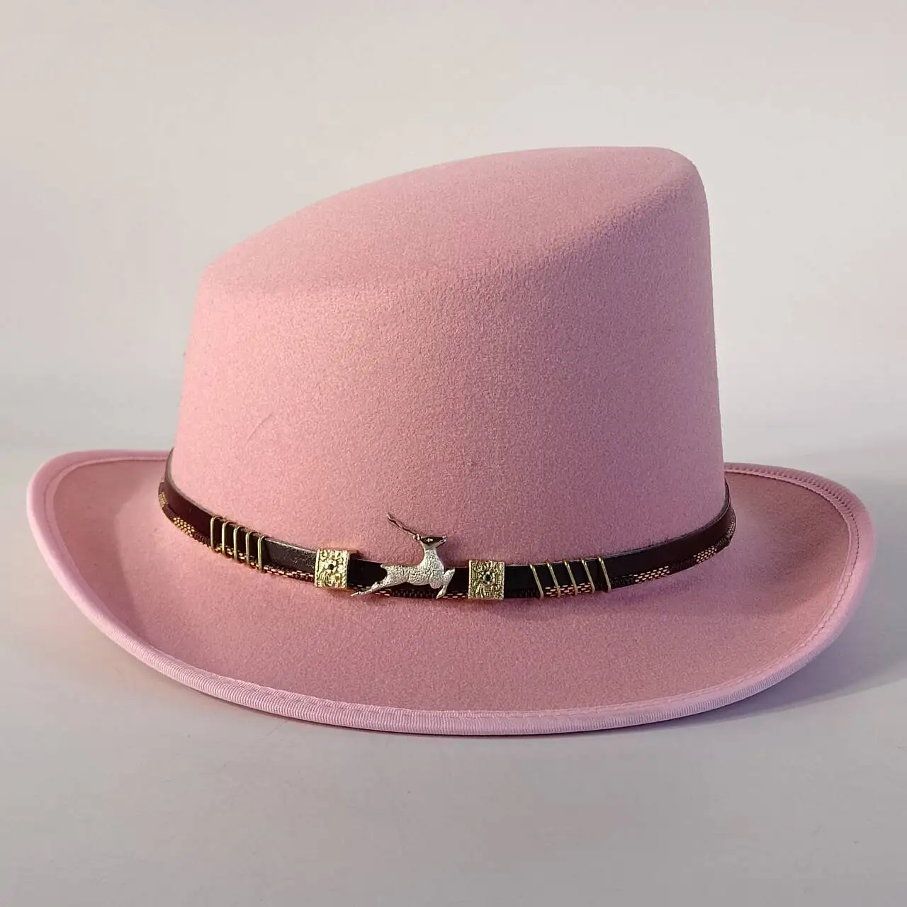New  High Top Gentleman Derby Hat Fedora Hat Men's and Women's Gentleman Colorful Bevel Top Hat Felt Magic Hat President Hat