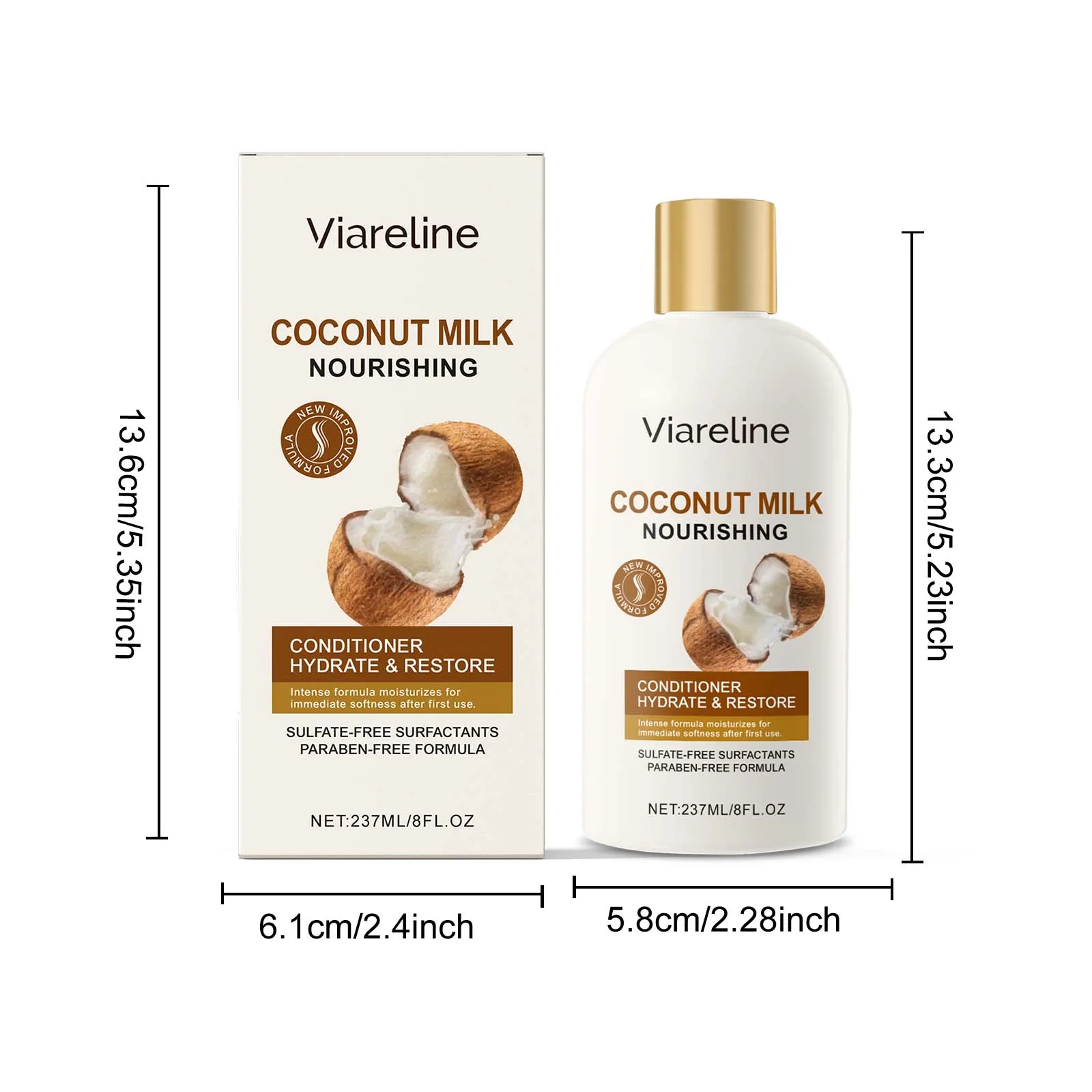 Viareline 237 مللي بلسم شعر حليب جوز الهند للتحكم في الزيوت تغذي فروة الرأس تكثيف تحسين تجعد سبليت ينتهي بلسم الشعر