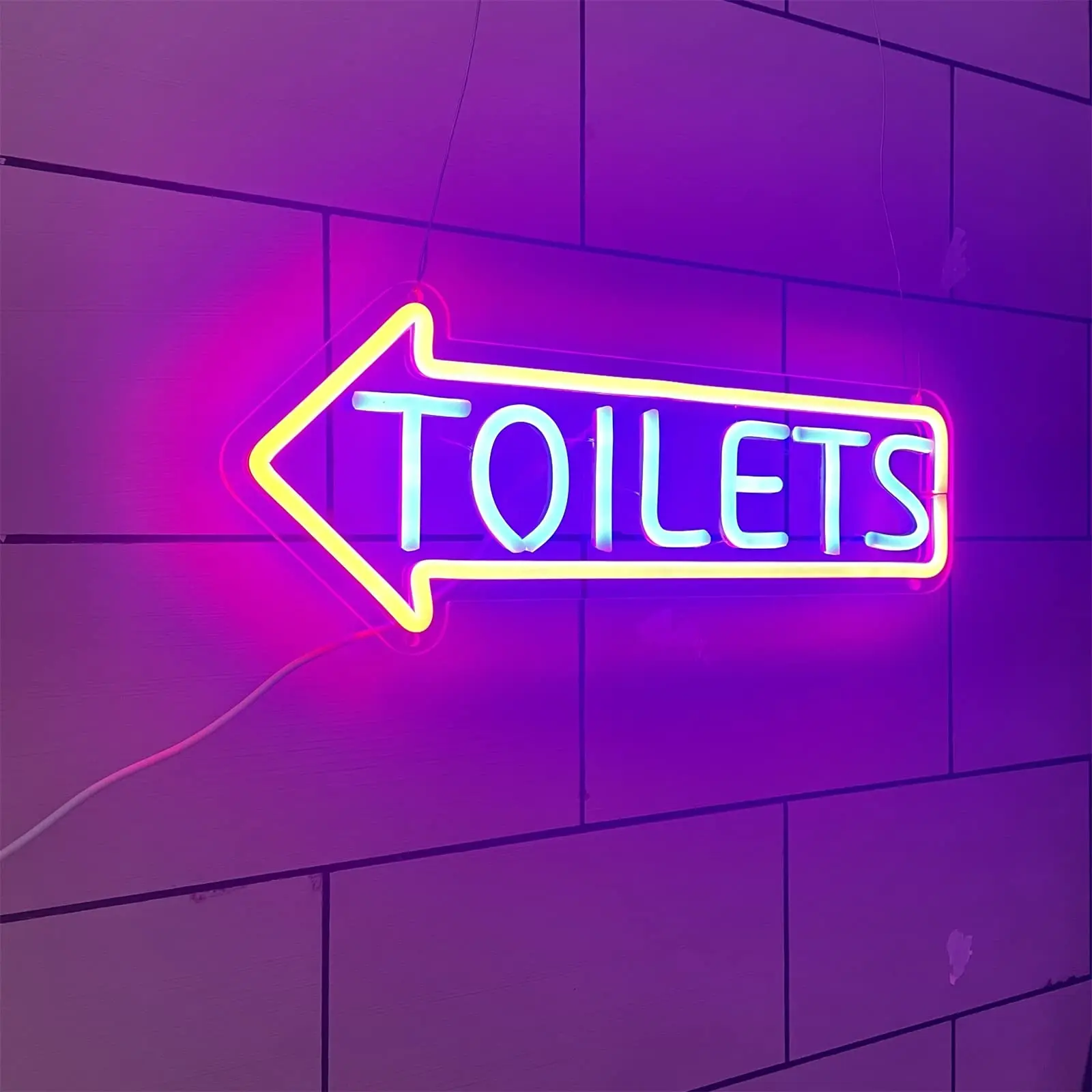 Toilets Entrance Arrow Neon Sign Washroom Left Right Directional Logo for Outside Party Bar Gaming Led Light Store Wall Signs