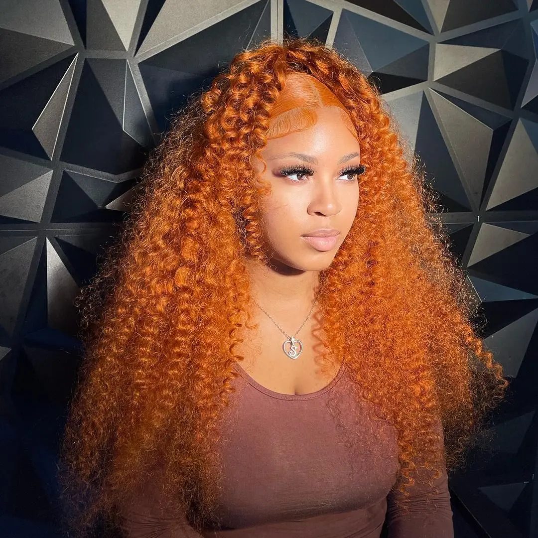 30 Inch Ginger Deep Wave Lace Front Wig Human Hair 13x6 Orange Ginger Wigs Human Hair 350 Deep Curly Lace Front Wigs for Women