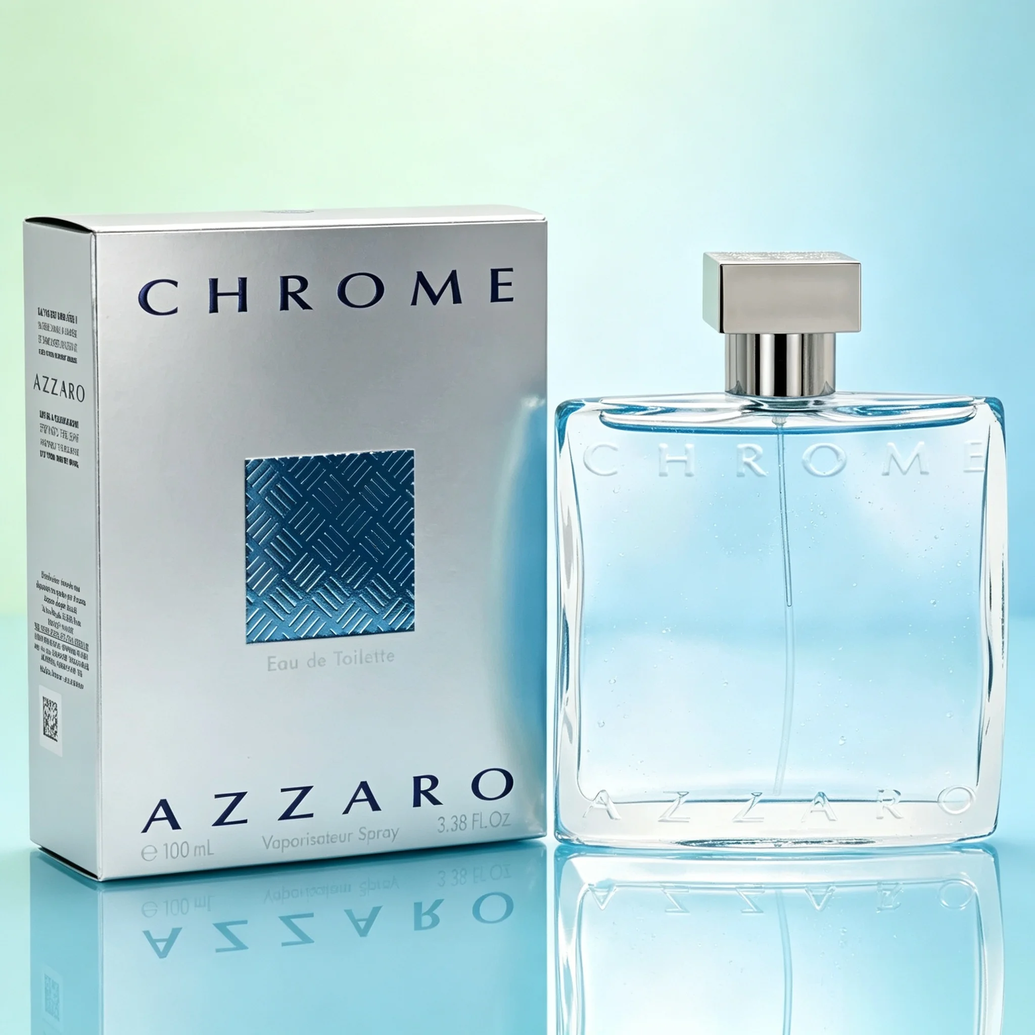 1. Chrome by Azzaro 100ml Eau De Toilette, Fragranza Agrumata Marina Fresca, Bottiglia Blu Trasparente