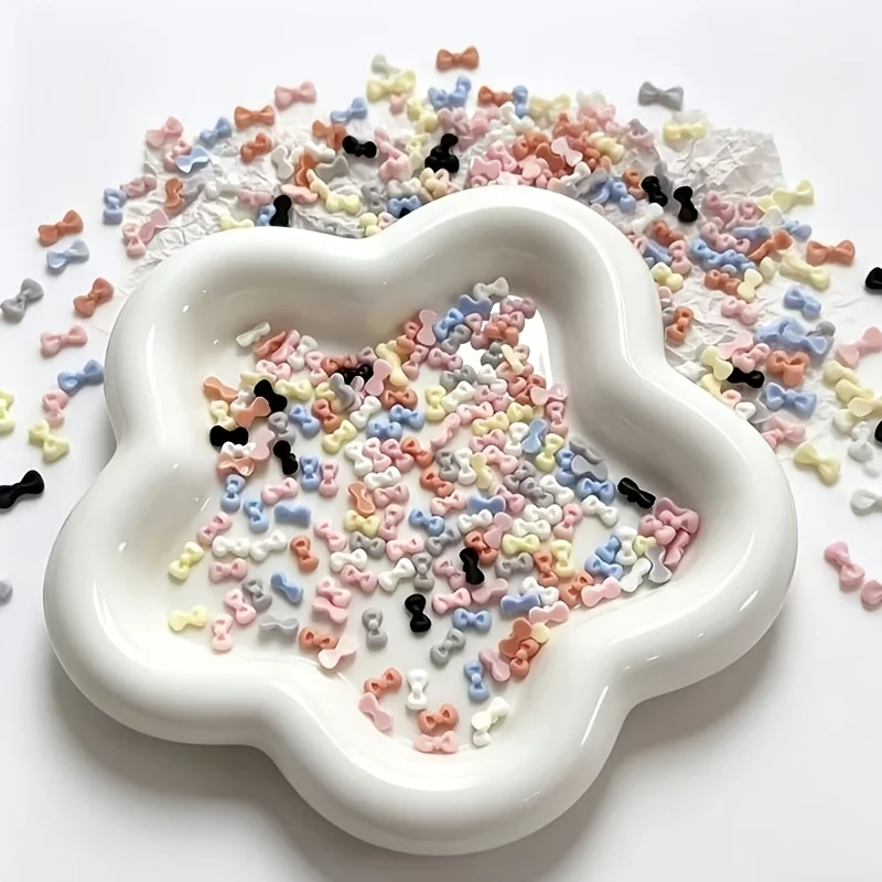 50pcs Macaron Mini KT Bow Nail Charms – Japanese Soft Candy‑Colored 3D Resin Bows, Girly Mixed Styles for Nail Art, Suitable for