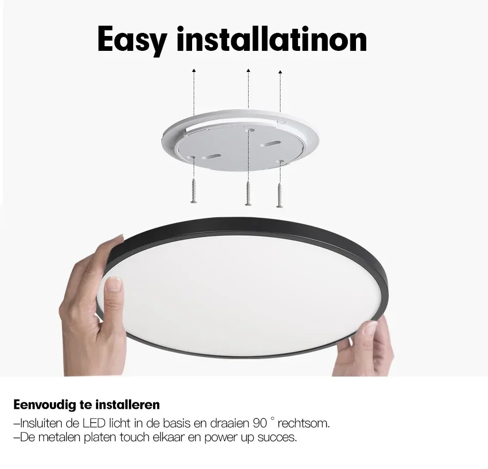 Plafonnier LED ultramince et intelligent avec télécommande, éclairage d'intérieur, luminaire de plafond, lumière à intensité réglable, idéal pour une chambre à coucher, 36/24/18W