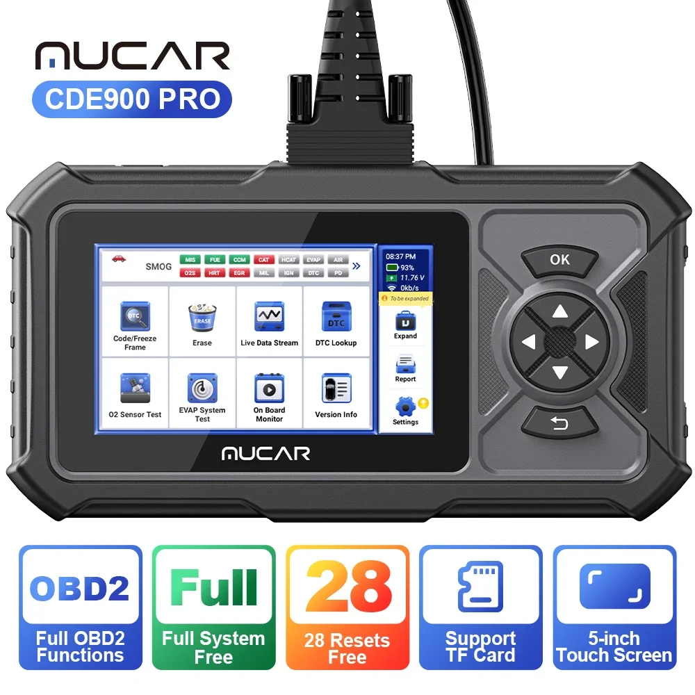 MUCAR CDE900 Pro OBD2 Auto Scanner tool Diagnostic tools 4 system ABS SRS ECM TCM full system 28 resets Lifetime Free update