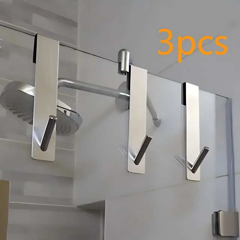 2pcs Stainless Steel Door Hooks - Easy to Install Hanging Towel and Bathrobe Auxiliary Hooks, Suitable for Showering