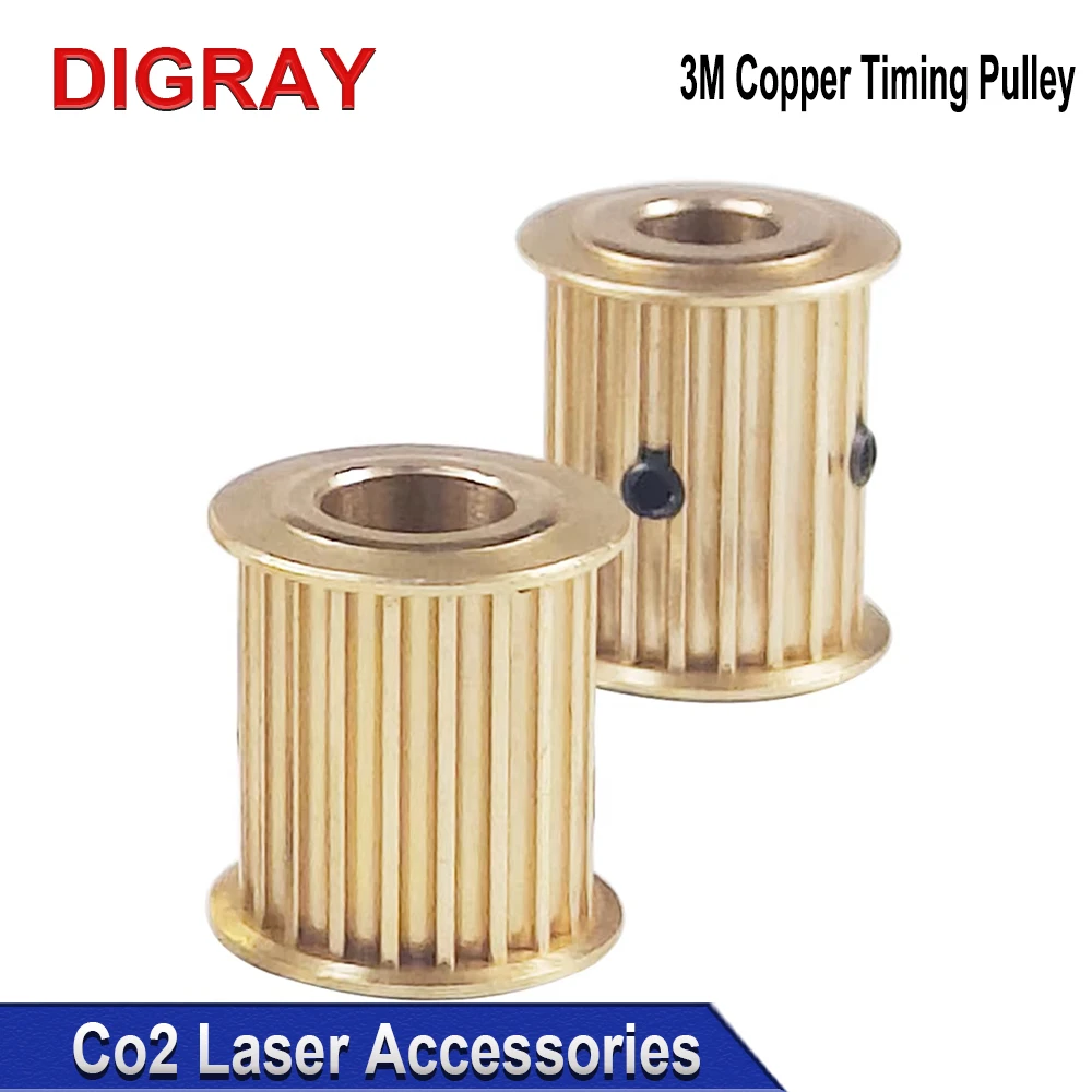 DIGRAY Copper Synchronizing Gear,Timing Pulley HTD 3M Pulley Synch Motor Wheel for DIY CO2 Laser Engraving Cutting Machine