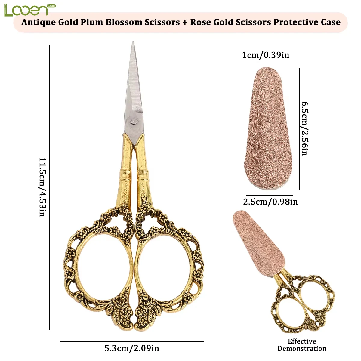 

1 set of retro plum blossom printed sewing scissors (with a scabbard) - DIY hand sewing and cutting accessories