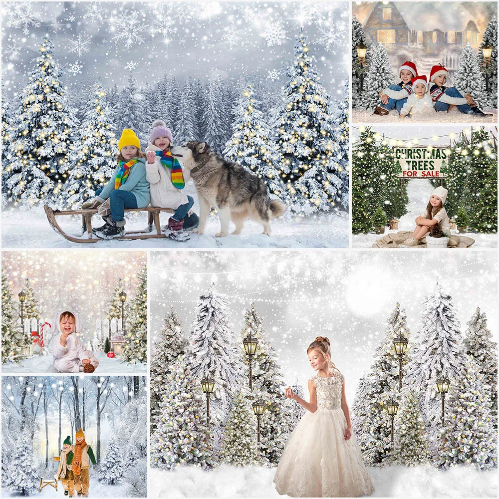 

Winter Snowflakes Wonderland Photography Background Christmas Window Snow Backdrop Wooden House Decor Backgrounds Photo Studio