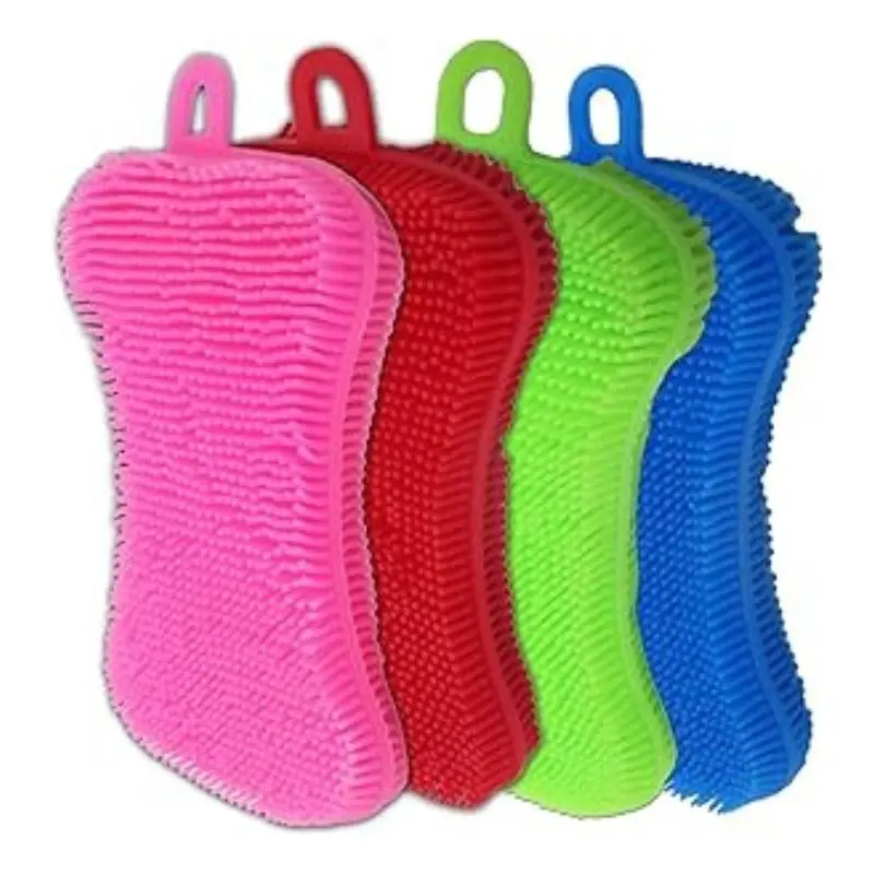 2Pcs/1Set Silicone Dishwashing Brush Multi-piece Multi-color Combination Set Washing Dishes Sponge Brush Kitchen Cleaning