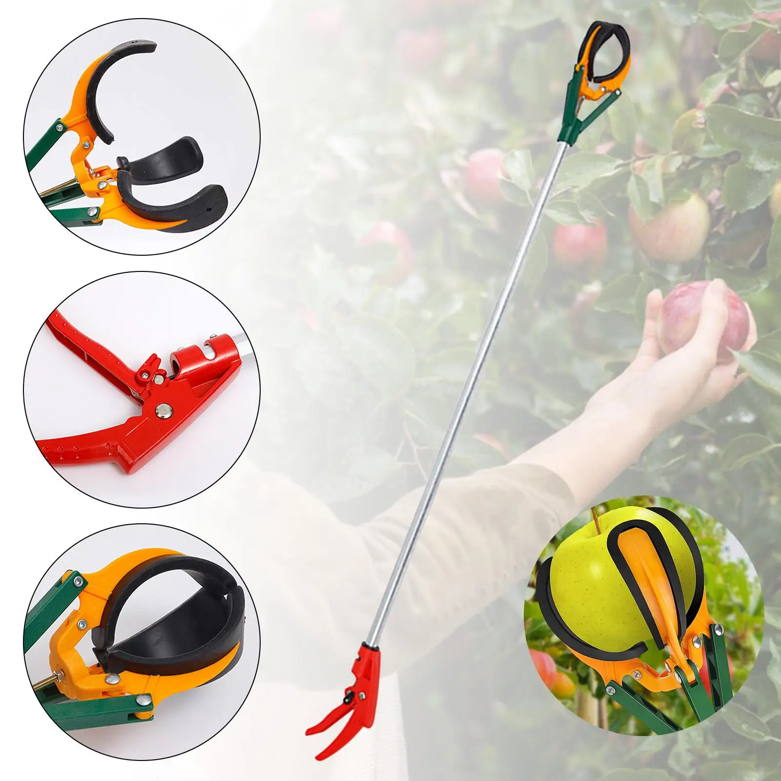 0.6-2.2M Fruit Picker Pole with Three Claws Multipurpose Pole Pears Picker Flexible Hand Grip Picking Tool for Avocado Lemon