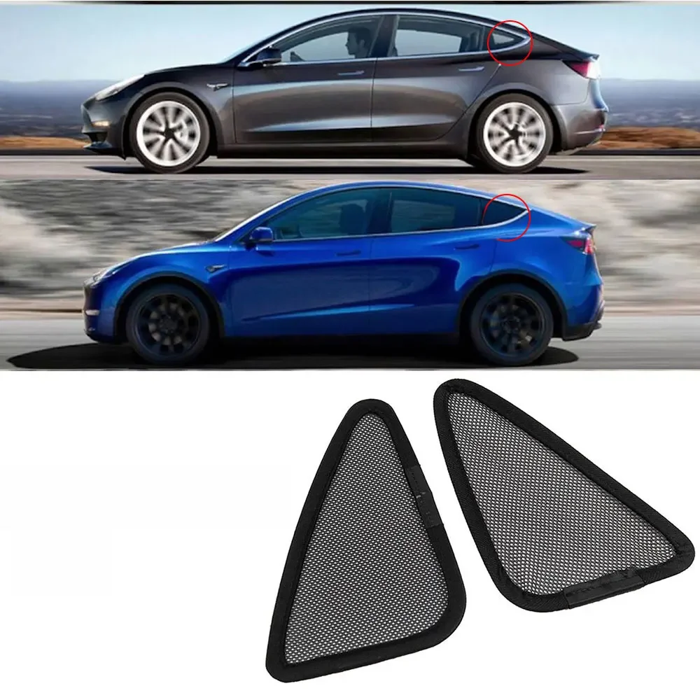 Filet pare-soleil pour vitres arrière de voiture, petits tapis d'ombrage triangulaires, tampons de blocage de la lumière, protecteur pour placements, modèle 3 Y, accessoires automobiles, 2 pièces