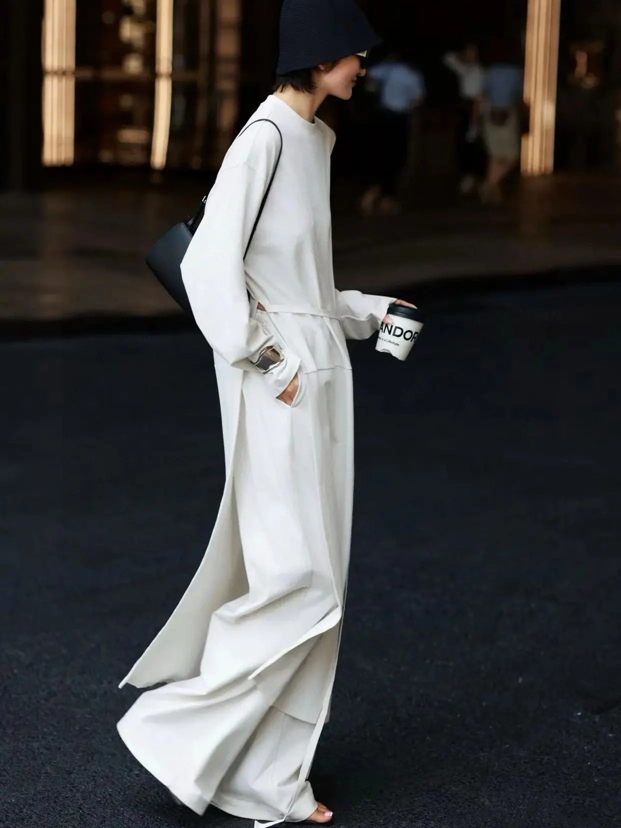 

Autumn women's solid color minimalist style two-piece set