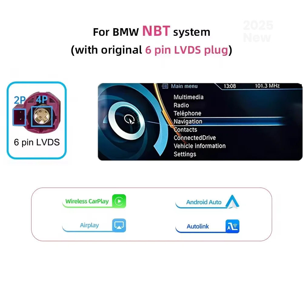 Draadloze Apple CarPlay Android Auto Decoder Box Voor BMW NBT EVO Systeem i3 I01 2013-2021 BT AUX Spiegel link AirPlay Auto Module - afbeelding 1
