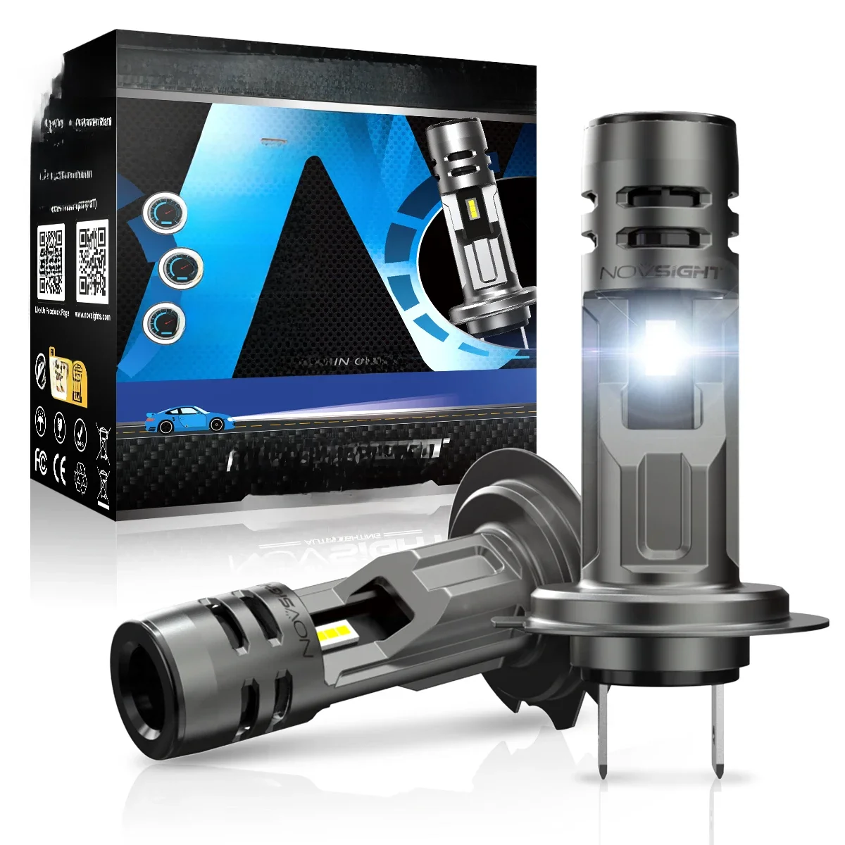 NOVSIGHT N58 H7 phare LED 1:1 Mini taille phare 60W 12000LM 6500K lampes de voiture Super lumineux Plug and Play ampoules de phares de voiture