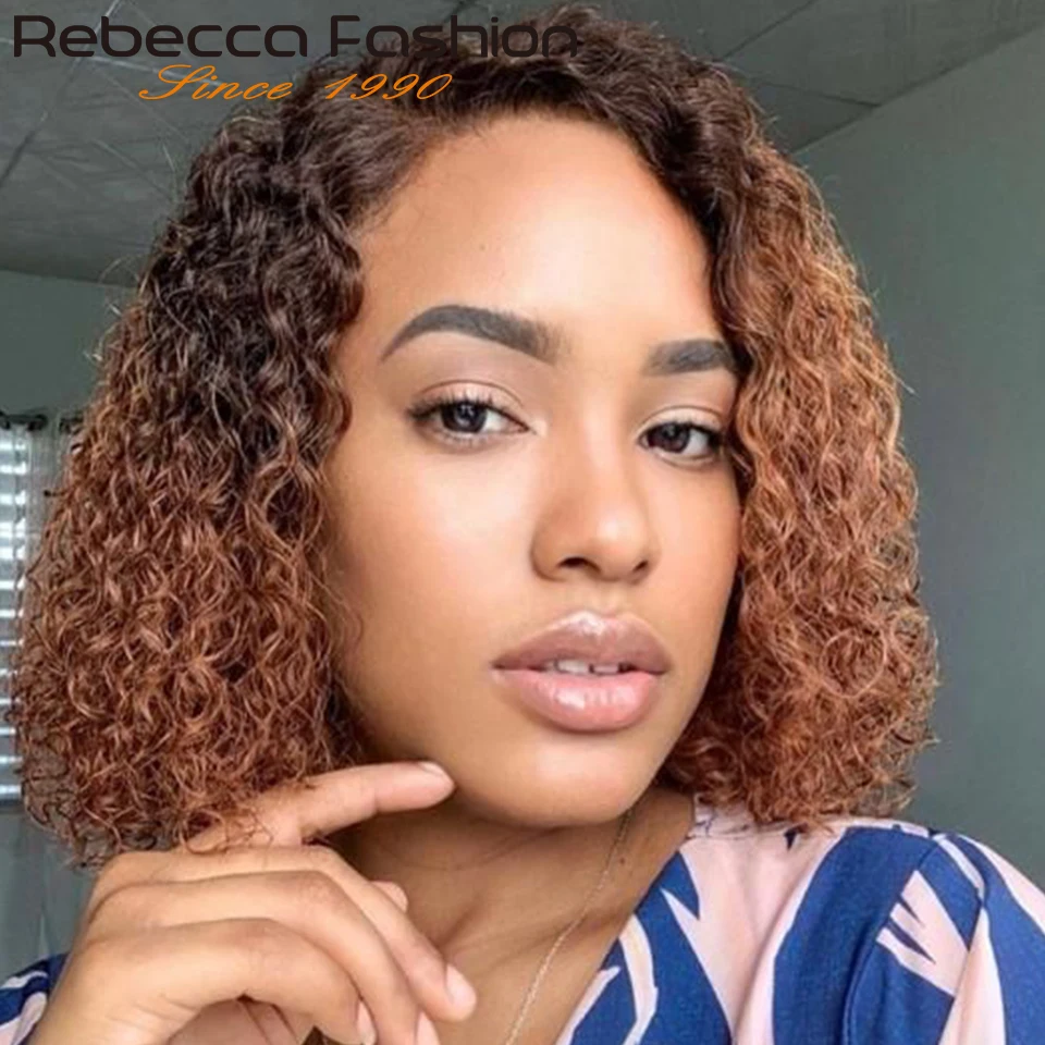 

Ombre Hair TT1B/30 Afro Kinky Curly Lace Front BOB Wig Pre Plucked Transparent Curly Human Hair Wigs Brazilian Deep Curly Wigs