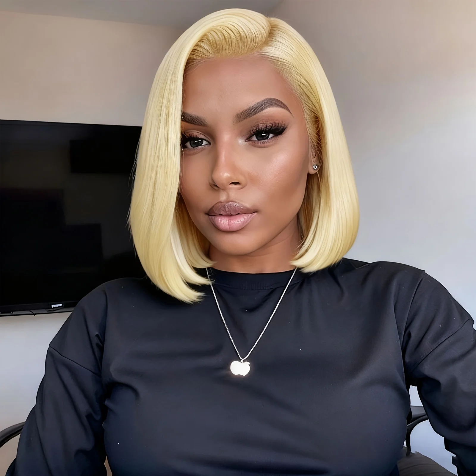 

613 Боб Парик Человеческие Волосы 13x4 200% Плотность Парик Фронта Шнурка Человеческие Волосы Блондинка Короткие Прямые 613 Блондинка Кружева Фронтальный Боб Парики