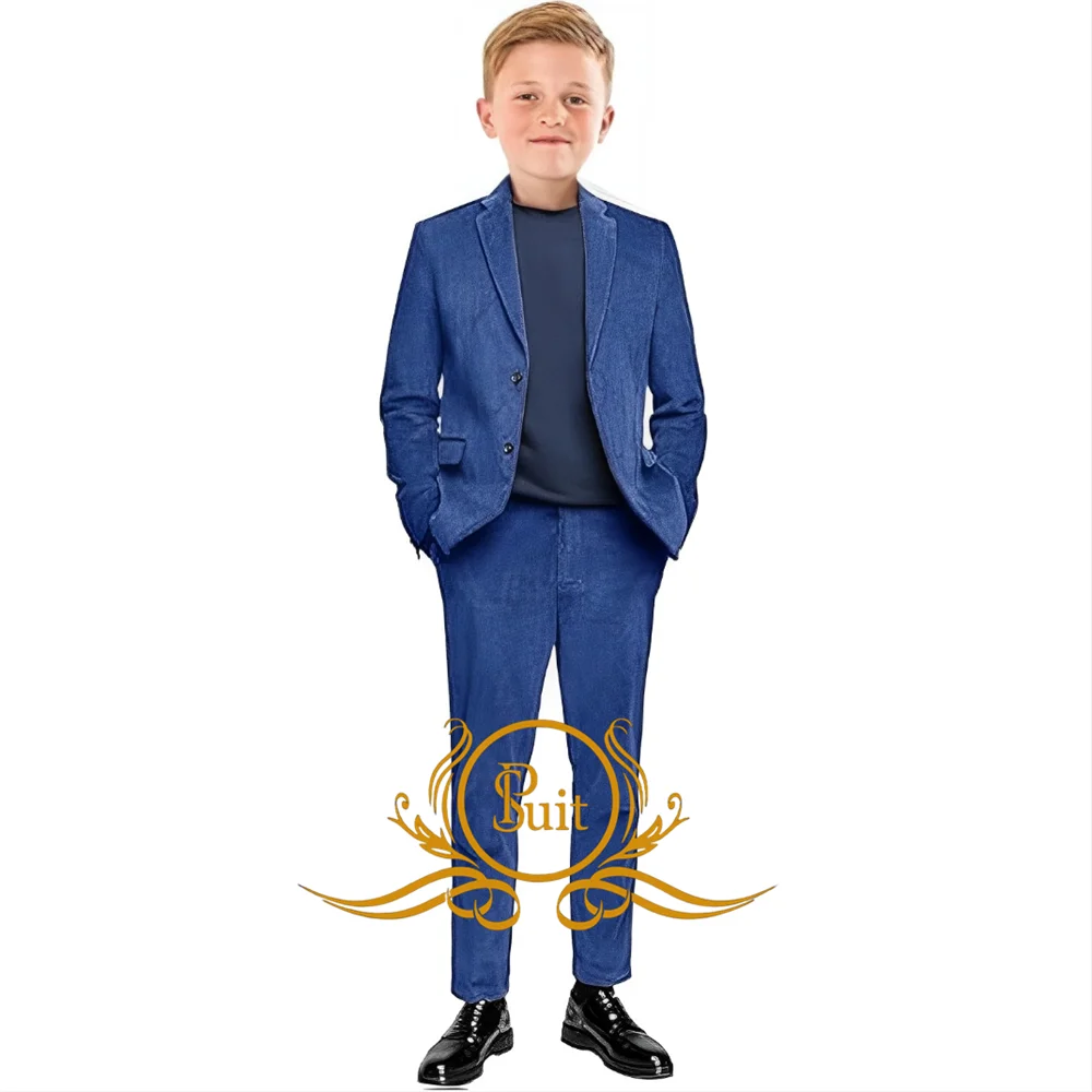 

Corduroy Boy's Suit 2 Piece Casual Jacket Pants Set Retro Warm Slim Fit Blazer Formal Kids Suits