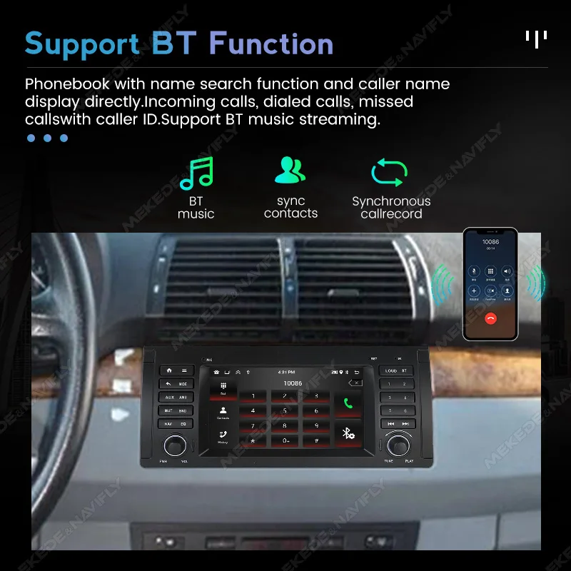 7" Wireless Carplay Android 15 Auto Screen Car Radio For BMW 5 Series E39 X5 E53 M5 E38 1999-2006 Stereo 2DIN Multimedia Player view 4