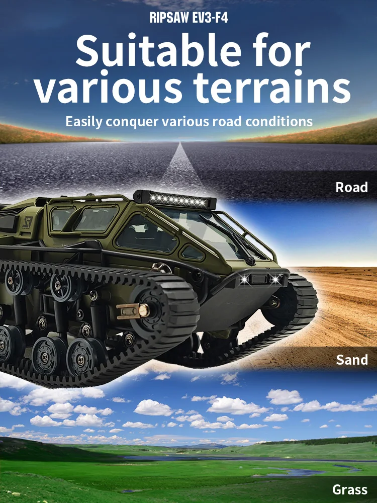 Coolbank Remote Control Crawler High Speed Tank Off-Road 4WD RC Car 2.4 Ghz RC Army Truck 1/16 Drift Tank RC Tank for Kids Adult