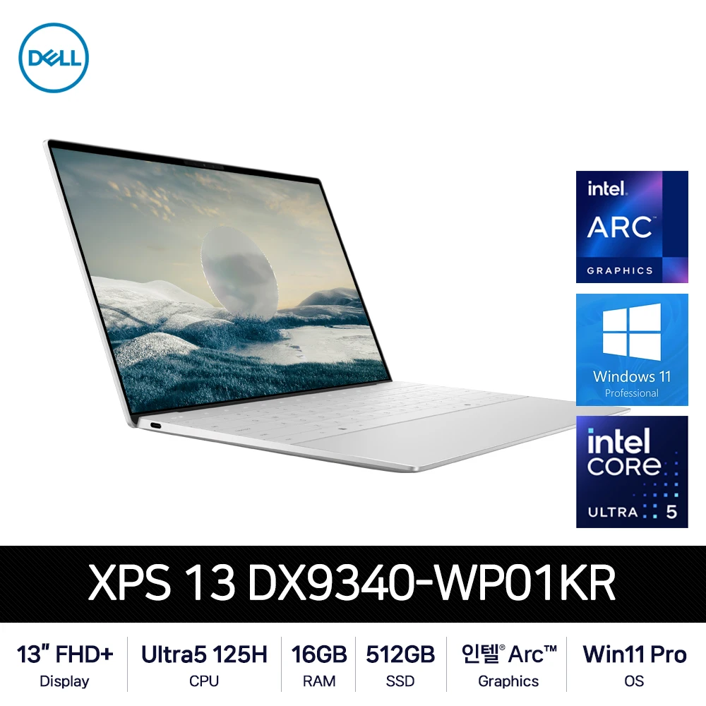 Dell XPS 13 DX9340-WP01KR (Ultra5 125H/FHD +/500nit/16GB/512GB/Intel Arc/Win11 Pro) Dell Notebook