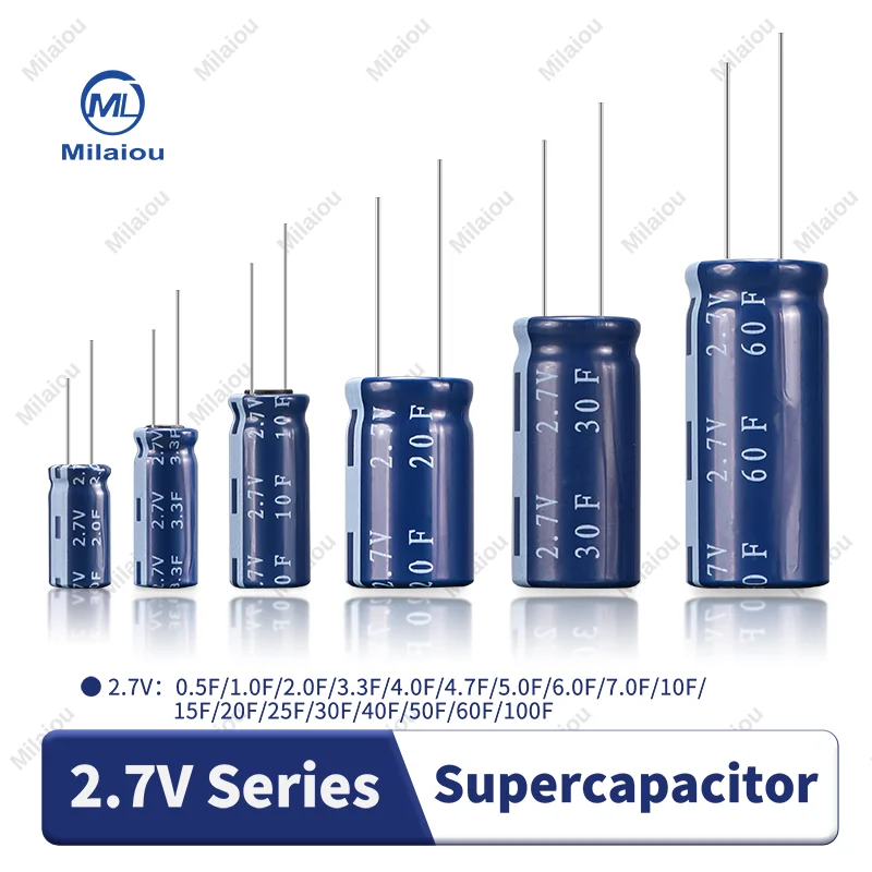 2.7V Supercapacitor   0.5F 1F 2F 3.3F 4F 4.7F 2.7V5F 6F 7F 10F 15F 20F 25F 30F 40F 50F 60F 100F Farad Capacitor Brand-NEW