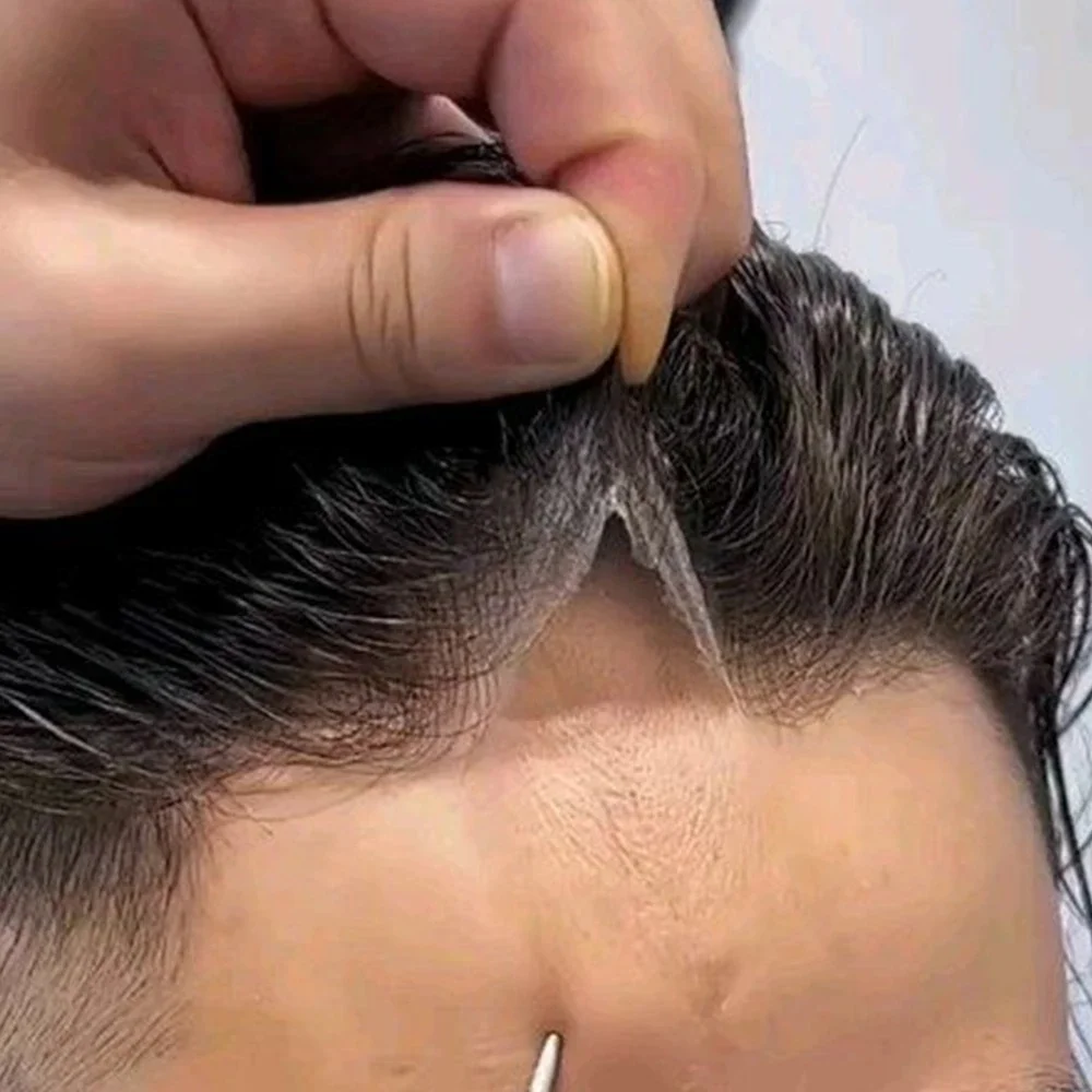 Natuurlijk Echt Haar 90 Density Capillaire Prothese Systeem Super Dun 0.02mm Huidbasis Haarstukjes Onzichtbare Haarlijn Haarwerk voor Mannen - afbeelding 2