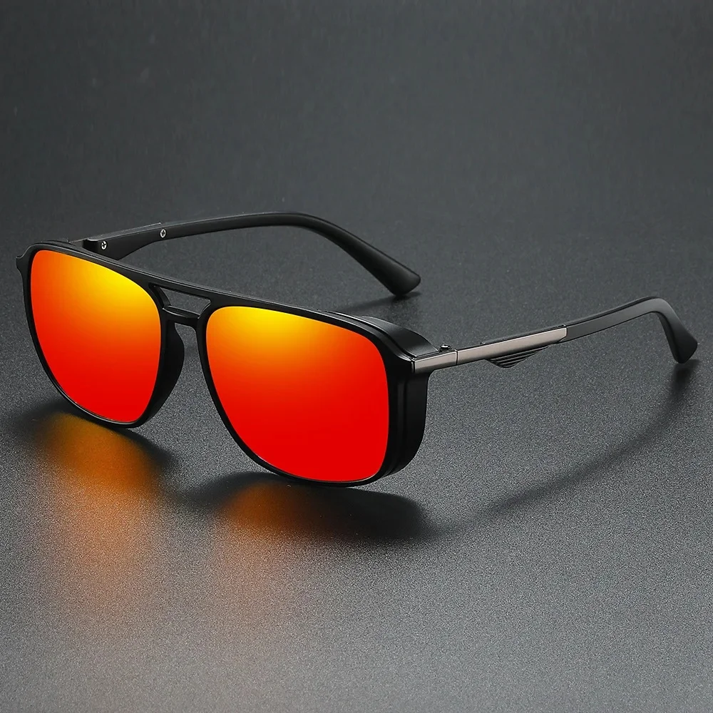 Okulary przeciwsłoneczne JSJM 2024 w nowym stylu steampunk, polaryzacyjne, dla kobiet i mężczyzn, vintage kwadratowe okulary punkowe, okulary przeciwsłoneczne, ochrona UV400 — zdjęcie 2