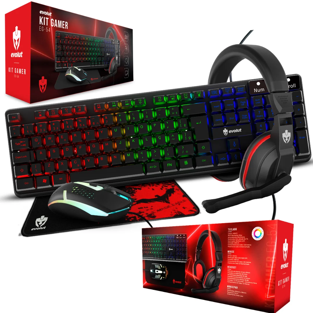 Gamer Evolut Kit Keyboard + Mouse + Headset + Mousepad