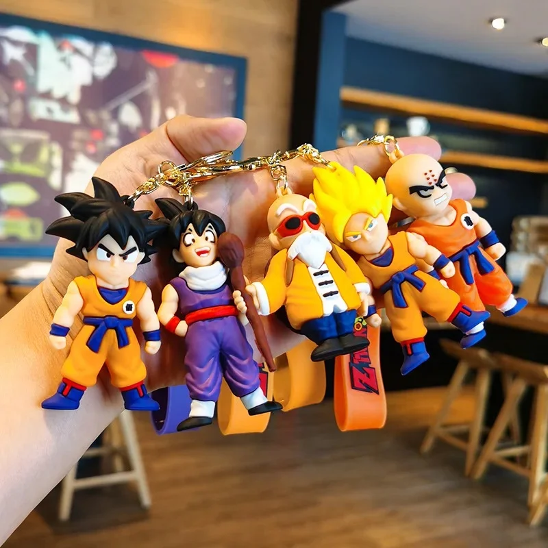 Porte-clés Dragon Ball en PVC pour hommes et femmes, 8CM, bijoux à la mode, figurines d'action Son Goku Vegeta Piccolo, pendentif de sac