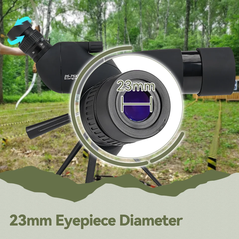 Imagem -03 - Svbony Sv28 Plus 2575x70 Luneta de Focalização Monocular com Tripé de Mesa e Adaptador para Smartphone para Tiro ao Alvo