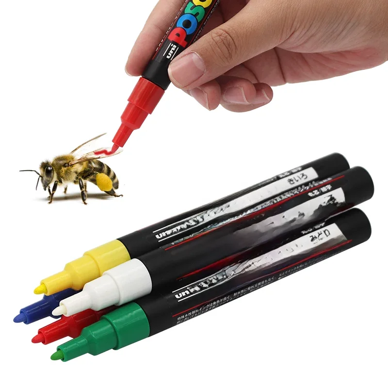 Marqueur reine abeille en plastique, stylo pour apiculture, 5 couleurs en option, ne se décolore pas, équipement d'identification des abeilles, outils pour l'apiculture, 1 pièce