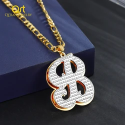 Qitian Personalized Double Gold Plated initial Necklace Customized Stainless Steel Letter Pendant Chain For Women 2022