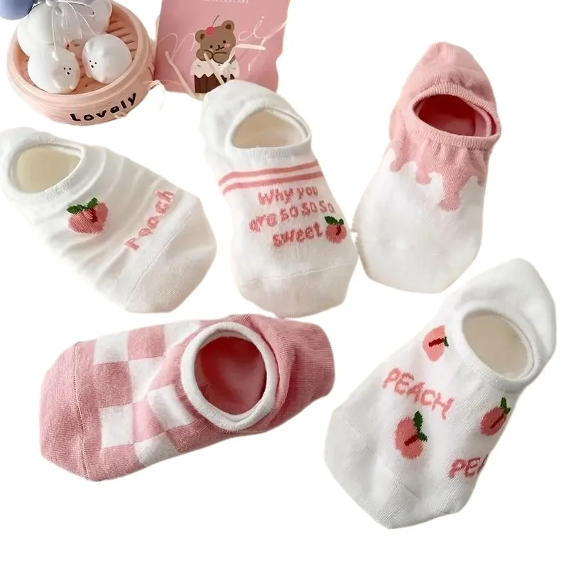 10 Paar Sport-Bootssocken, rosa unsichtbare Socken mit hoher Elastizität, atmungsaktive pfirsichfarbene Bootssocken, Fitness-Outdoor-Sportbekleidung