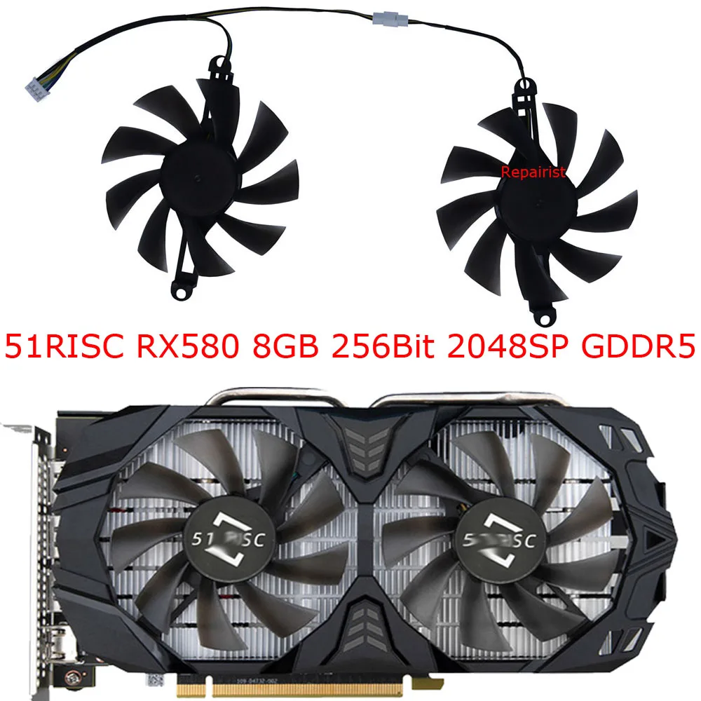 2Pcs/Set,85MM Diameter,98MM Mounting,Graphics Card Fan,GPU Cooler,FL801512VB FL8015 12VB,For 51risc RX 6600M,For Soyo RX6600M 8g