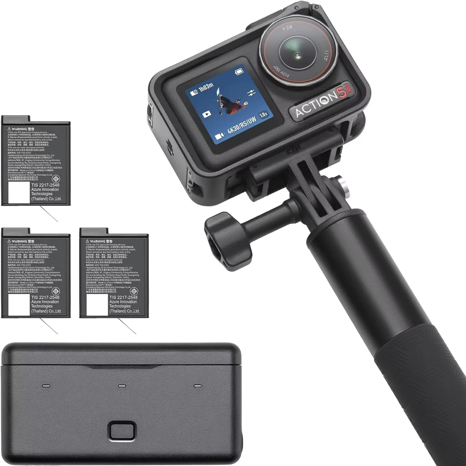 

BRAND NEW DJI Osmo Action 5 Pro Adventure Combo - Action Camera 4K with 1/1.3" Sensor, 12h Extended Battery Life with 3 Batterie