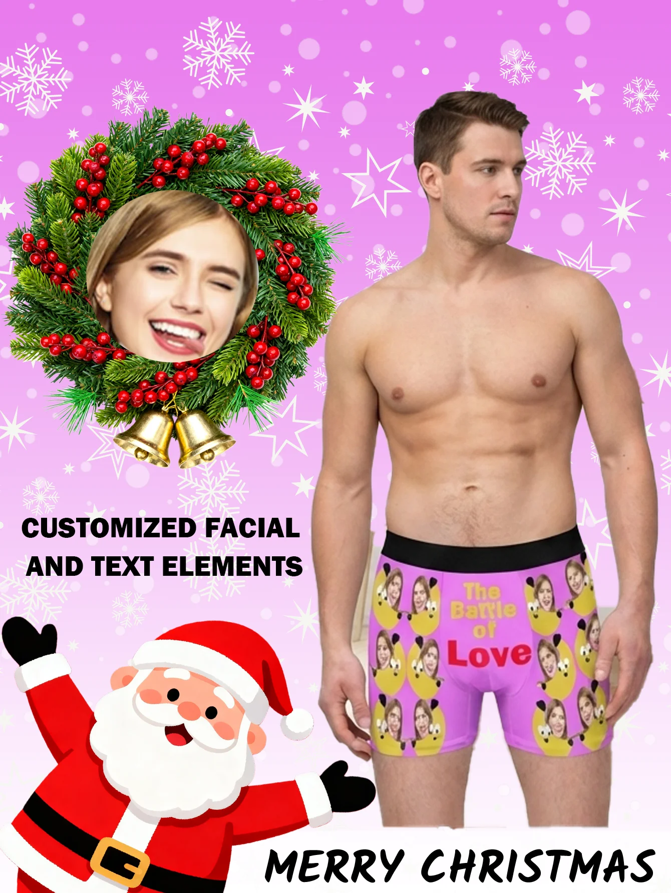 

Personalized Face Photo Underwear Custom Boxer Briefs Custom Men Valentine's Day Gift For Husband Anniversary Gift for Dad