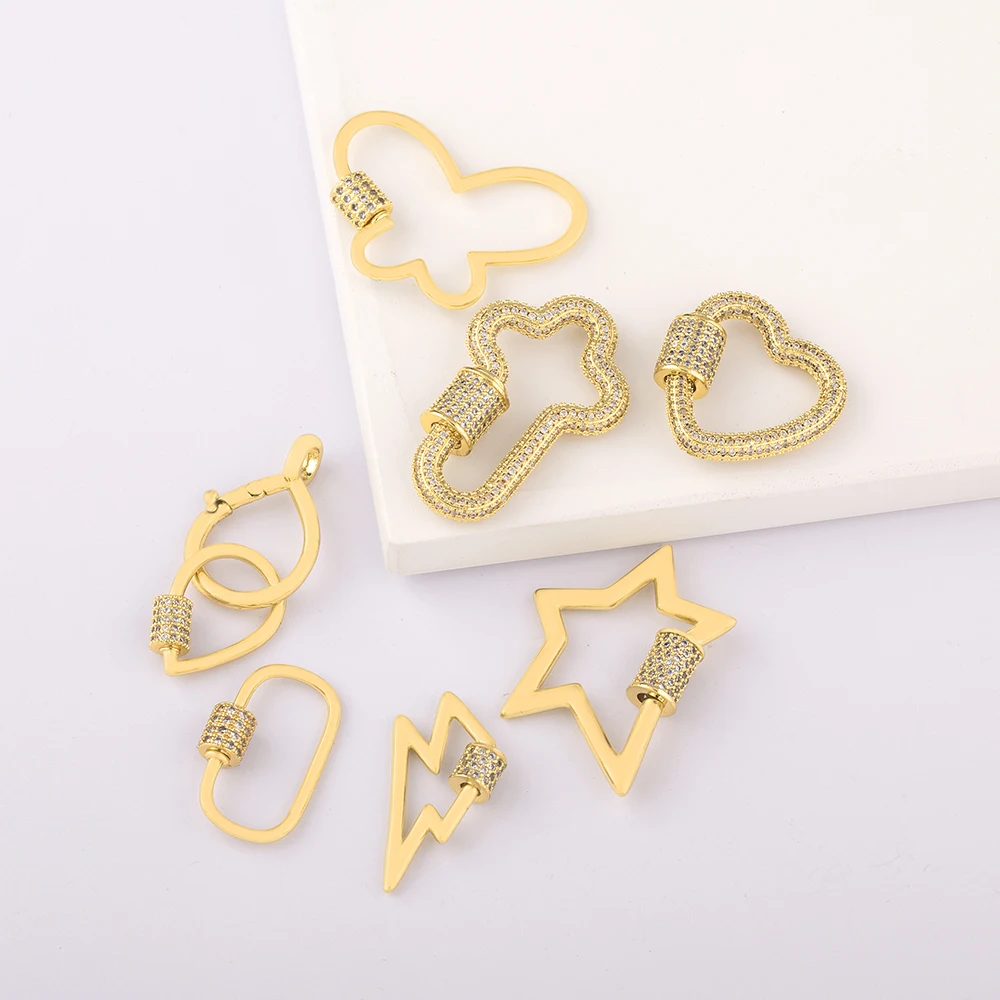 Star Lightning Heart Cross Shape Carabiner Lock Connector Keychain Handmade Pendant DIY Neckalce Bracelet Earrings Accessories