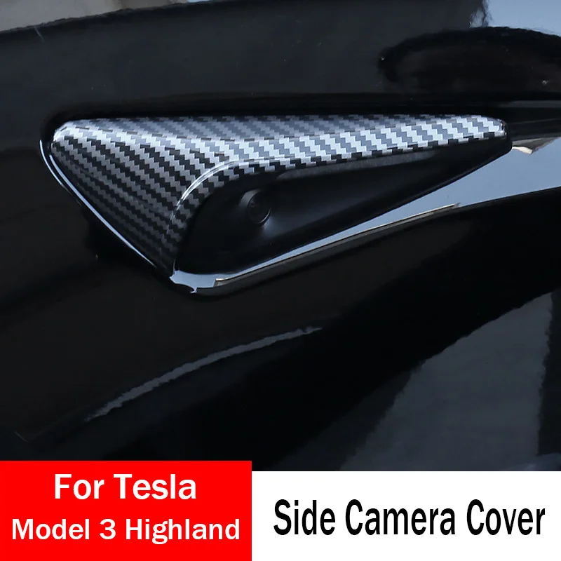 

Side Camera Cover Lens Protector for New Tesla Model 3 Highland 2024 Black Carbon Fiber Accessories