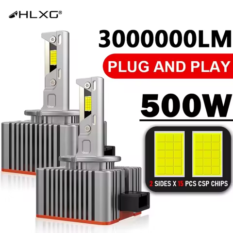 2Pcs D1S D3S LED Canbus Car Headlight Bulbs D2S D4S D5S D8S 300000LM 500W D1R D2R D3R D4R D4R Chip 6000K Plug &amp; Play Led HLXG