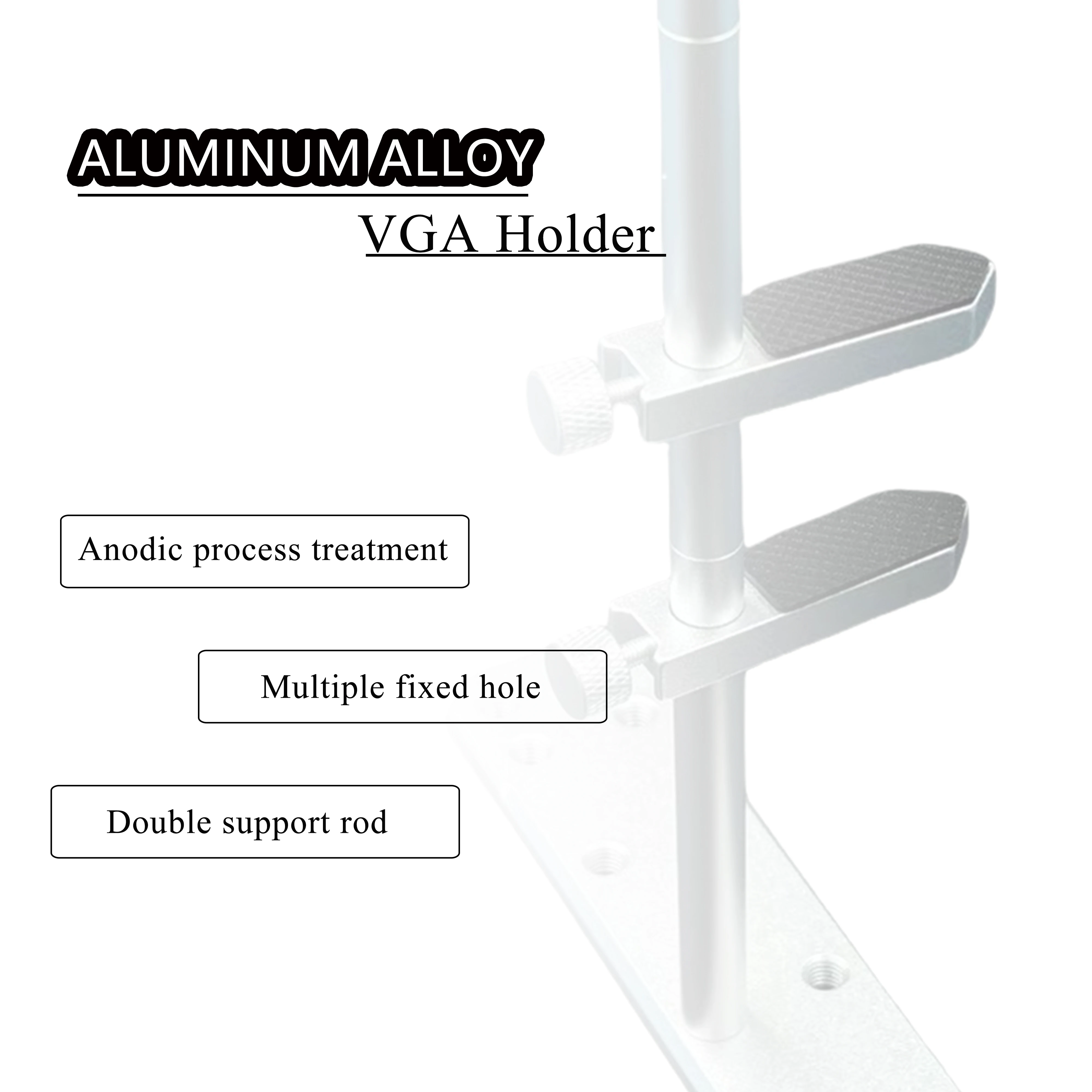 AuyiHomu Dual-Arm GPU Support Bracket Adjustable Graphics Card Holder Aluminum Alloy Black Silver