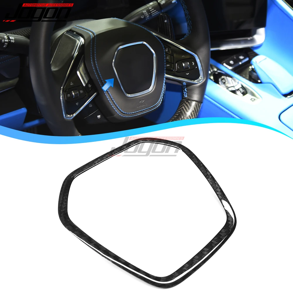 

For Corvette C8 Z51 Z06 Stingray 2020-2024 Carbon Fiber Interior Car Steering Wheel Center Decoration Frame Cover Sticker Trim