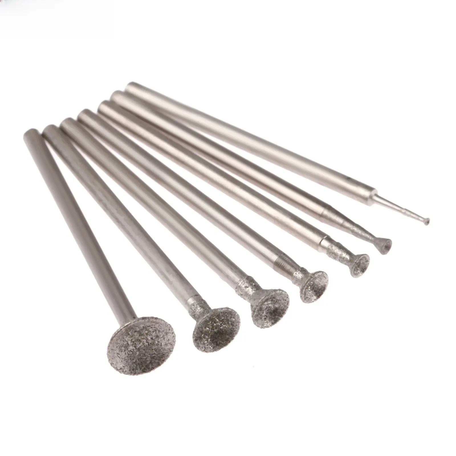 DRELD 7 szt. głowic szlifierskich 1-8 mm z trzpieniem 2,35 mm, sferyczne, wklęsłe frezy do rzeźbienia w jadeicie do narzędzi obrotowych — zdjęcie 2